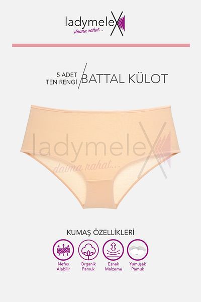 LadyMelex Chiloți pentru femei, slip cu talie mijlocie-înaltă mărime mare (XL-2XL-3XL-4XL-5XL-6XL) 5 bucăți, piele