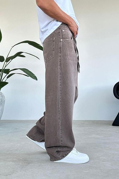 HAFKAGİYİM Καφέ Ζώνη Basic Extra Loose φαρδύ παντελόνι