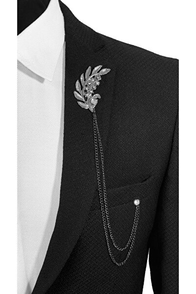 BLC Basic Line Co. Premium Serisi Yaprak Figürlü Taş İşlemeli Koyu Gümüş Gri ...