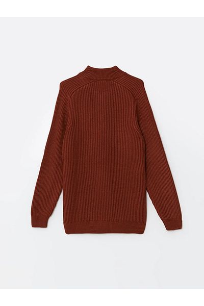 LC Waikiki Lcw Vision Brick Red Stand Collar Long Sleeve Men's Knitwear Sweater