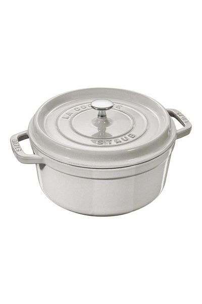 STAUB 24cm 3.7Lt Truffle White Round Cast Pot - 405014120