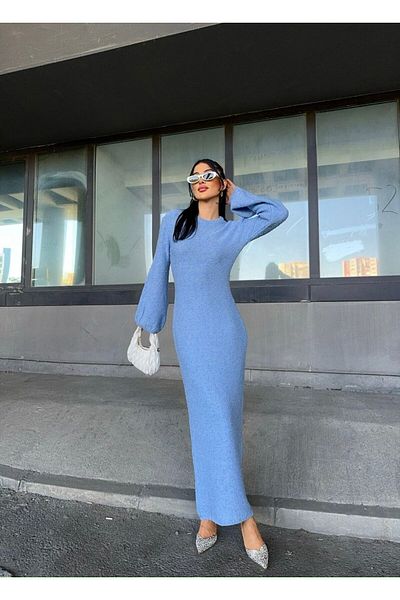 buqre's moda Νέα σεζόν Πλεκτό Maxi Φόρεμα με υφή