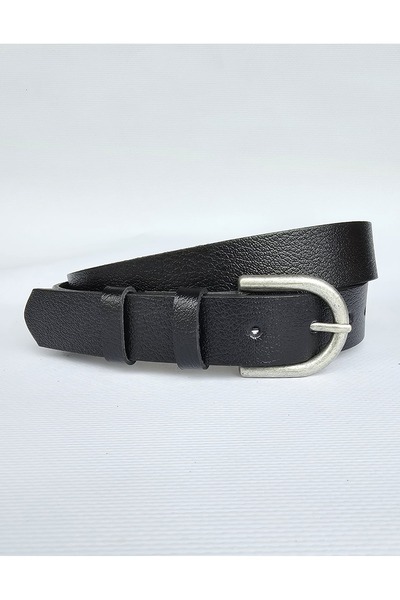 Kemerix 100% Genuine Leather Black Belt with Tin Plated Buckle
