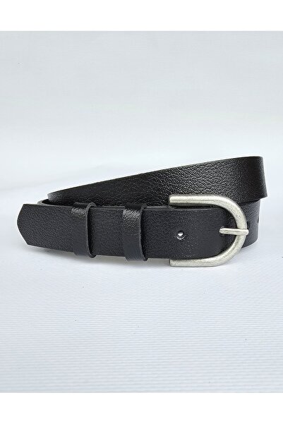 Kemerix 100% Genuine Leather Black Belt with Tin Plated Buckle