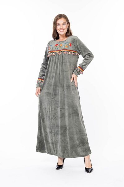 mervemoda Women's Long Sleeve Velvet Dress