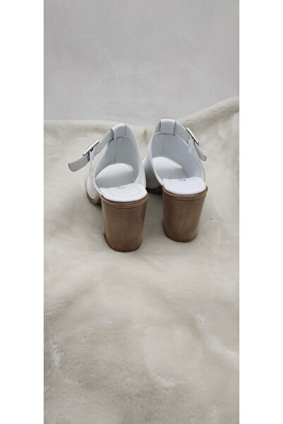 ÇİĞDEM KUNDURA Genuine Leather Black Thick Heeled Crocus Slippers