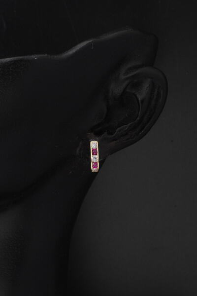 Bilezikci Kırmızı Beyaz 14 Ayar Altın Bebek Küpesi