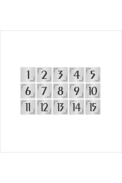 Özarslan Dizayn Metal Door Table Cabinet Number Plate 5X5Cm Silver Color 15 Pieces (1…15)