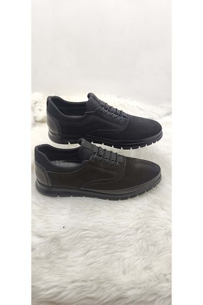 Voyager Real Nubuck Leather Black Men's Shoes - Rubber Tied 4765