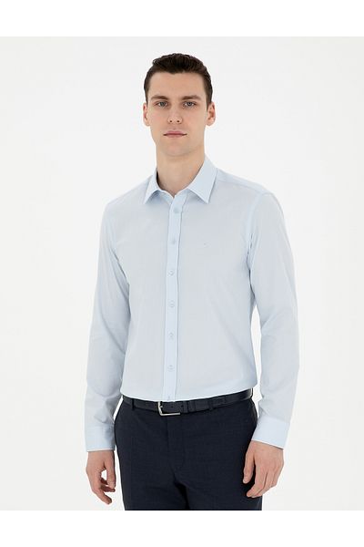 Pierre Cardin Ανδρικό αθλητικό πουκάμισο Pierre Cardin Slim Fit - Φιλιππινέζικο 003 γαλάζιο