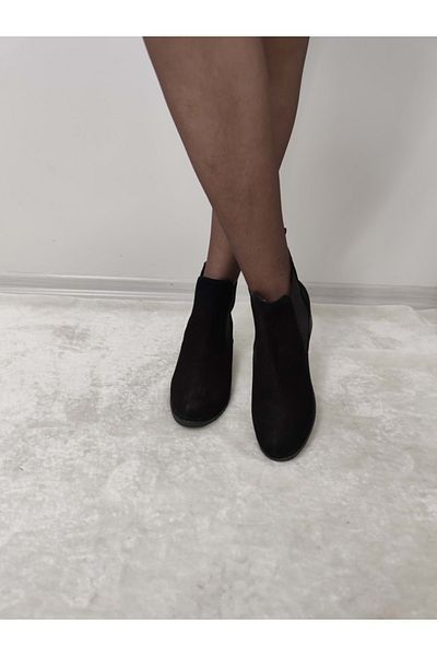 ÇİĞDEM KUNDURA Boreals Women's Boots - Real Nubuck Leather, Elastic Side Panel, Short Length (ARY B1)