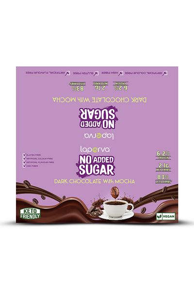 Laperva No Added Sugar Chocolate Bar, Dark Chocolate With Mocha, Box Of 20 Bars.