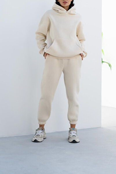 ruNadeS Γυναικείο σετ αθλητικής φόρμας με χαλαρή εφαρμογή με παλτό με τσέπες καγκουρό - Walking