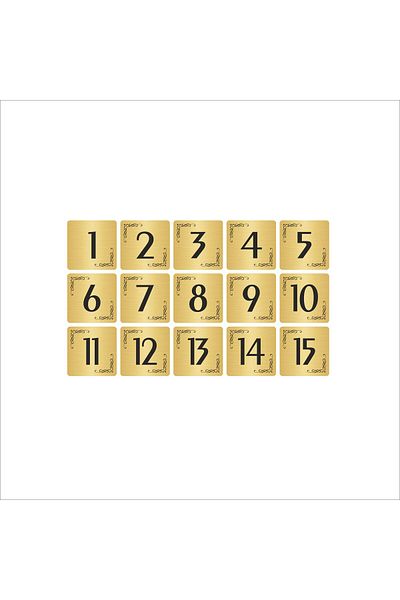 Özarslan Dizayn Metal Door Table Cabinet Number Plate 7X7Cm Gold Color 15 Pieces (1…15)