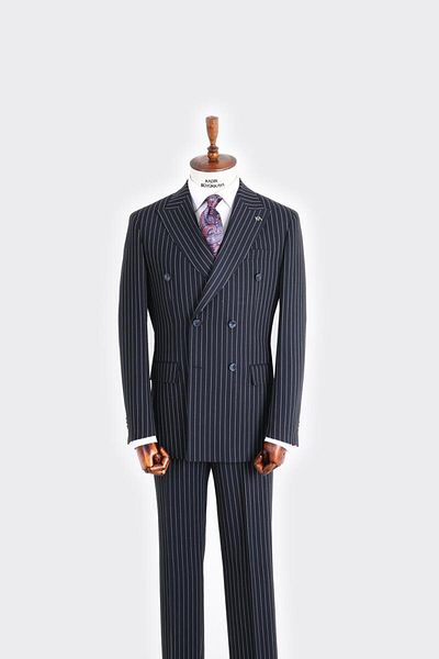 Kadir Büyükkaya Swallow Collar Double Breasted Men's Suit-Kax1204S
