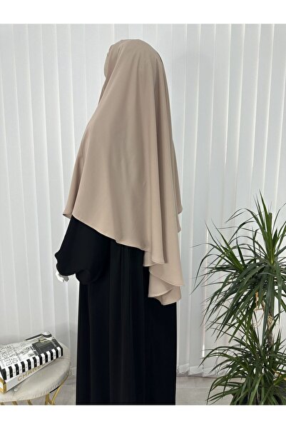 erasra class Μπεζ μονόχρωμο μαντήλι Medina Silk Practical Tie Triangle Souffle - Κατάλληλο για Hajj και Umrah