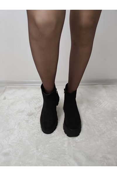 ÇİĞDEM KUNDURA Suede Platform Heeled Short Gola Boots