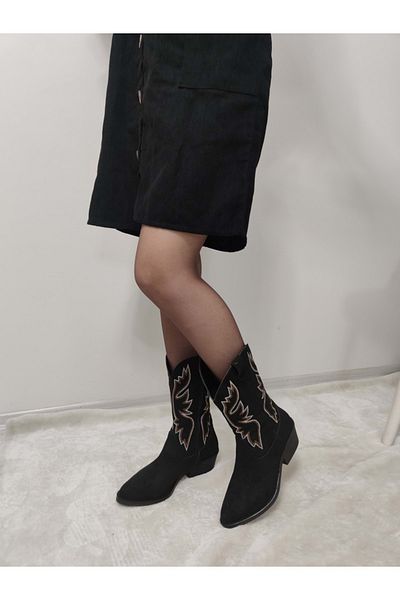ÇİĞDEM KUNDURA Sage Suede Women's Cowboy Boots - Zippered
