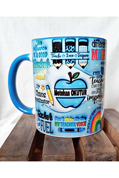 Mugs and love Öğretmenler Günü Özel Kişiselleştirilebilir Tasarım Baskı Büyük...