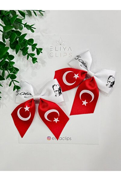 Eliya Clips 2 Adet Türk Bayrak Siyah Beyaz Atatürk Imza/silüetli 29 Ekim, 23 ...
