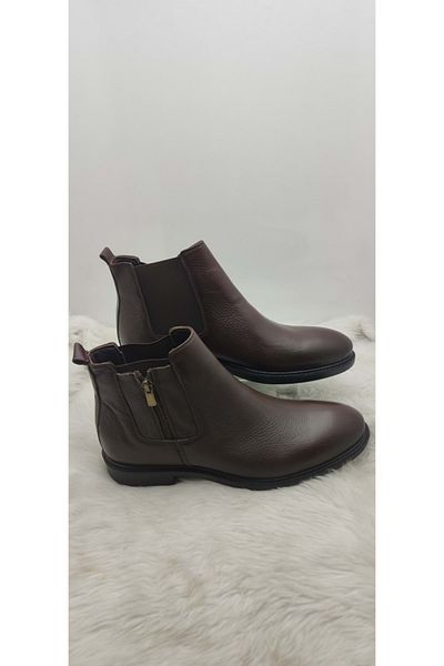 ÇİĞDEM KUNDURA Μποτάκια από γνήσιο δέρμα Crocus - Bitter Brown, Πλαϊνό φερμουάρ