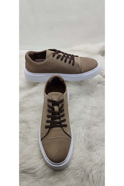 ÇİĞDEM KUNDURA Real Leather Crocus Sand Nubuck - Ανδρικά παπούτσια με χοντρή σόλα (GSO 1481)