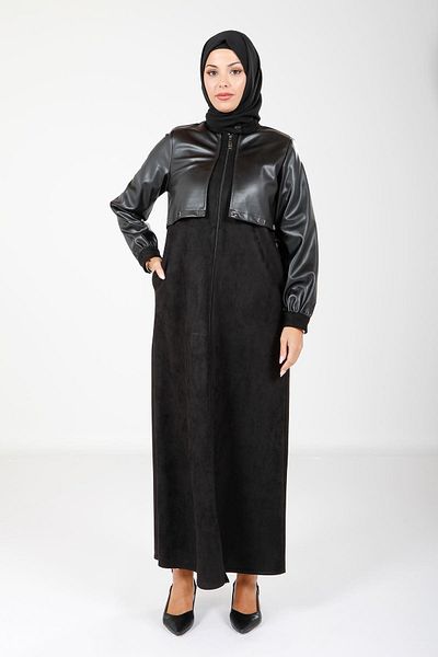 Beyza Μαύρο δερμάτινο και σουέτ φερμουάρ Ferace 9130