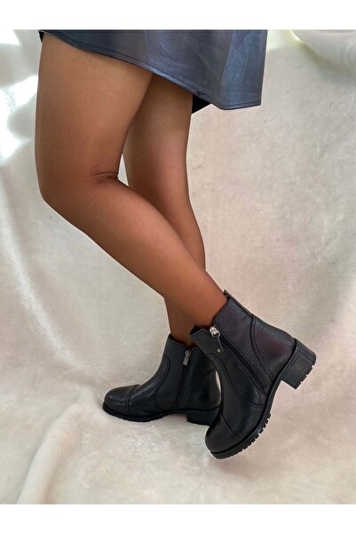 Voyager Gerçek Deri Çift Fermuarlı Kısa Bot (B3)