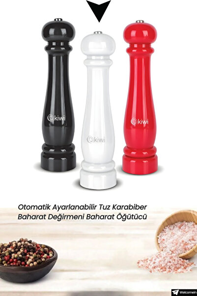 Kiwi Pilli Seramik Otomatik Ayarlanabilir Tuz Karabiber Değirmeni Kuru Baharat Öğütücü (HEDİYELİK)
