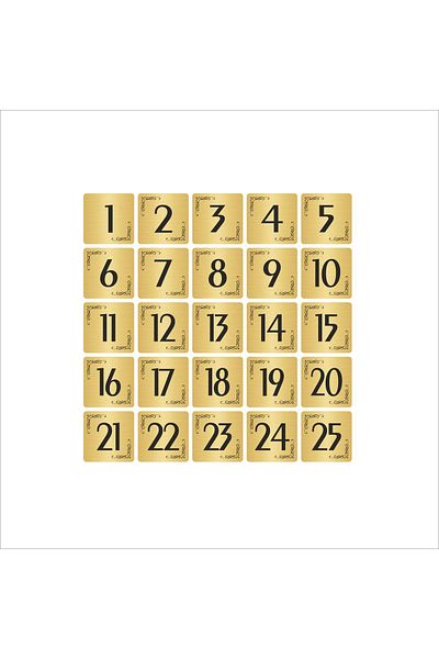 Özarslan Dizayn لوحة رقم خزانة طاولة باب معدني 10 × 10 سم لون ذهبي 25 قطعة (1...25)
