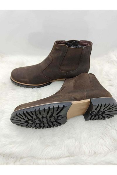 GAMZE Ανδρικές Μπότες - Δερμάτινο Çiğdem Nubuck, Πλαϊνό Ελαστικό