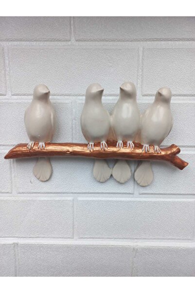 Store Dalda  4 kuş bej duvar dekoru 27x15cm