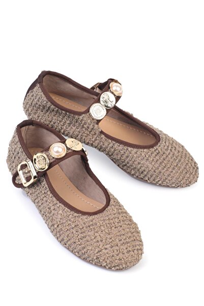 ShoeTek Monday Balerina pentru femei, cu cataramă, din paie țesută, din nurcă