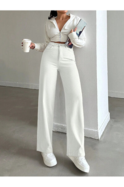 Vovikon Ψηλόμεσο λινό Γυναικείο Boyfriend Jean - Φαρδύ πόδι