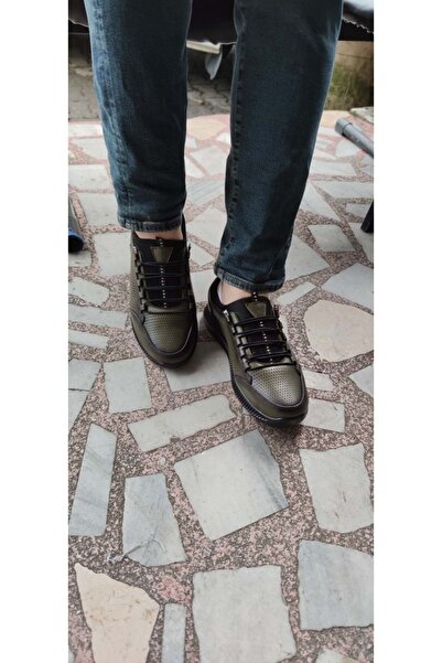 ÇİĞDEM KUNDURA Khaki Green Crocus Ayalp Leather Shoes