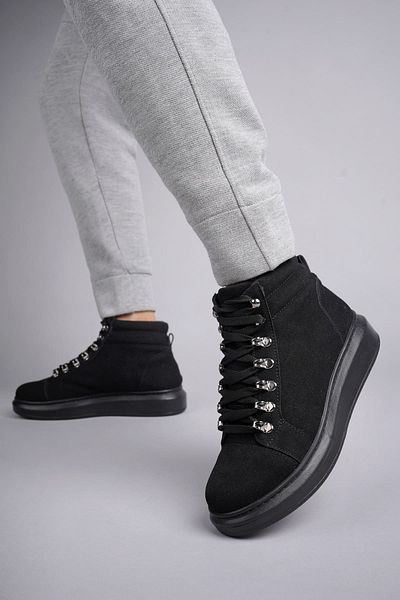 Zerenyus Ottawa SLW206 - Ανδρικές σουέτ αθλητικές μπότες casual, κορδόνια, ST Black