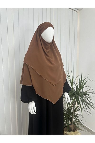 erasra class Brick Colored Three-Layer Multi-Siphon Souffle Scarf - Lace-Up and Veiled Kimar Ready