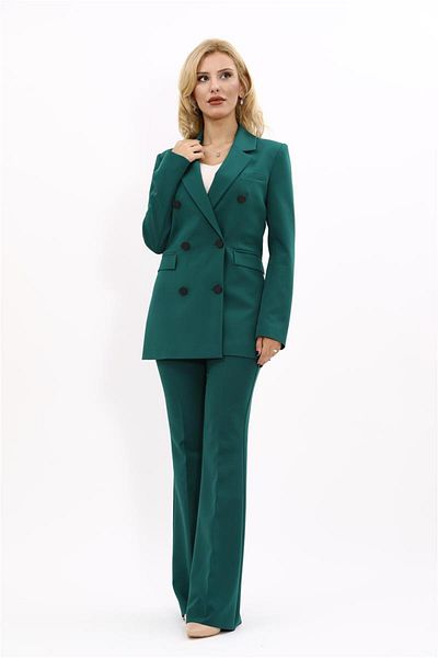 ÖNDER ÖZSOY Emerald Blazer Jacket and Spanish Leg Trousers Set