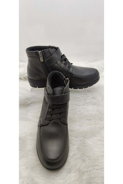 ÇİĞDEM KUNDURA Black Crocus - Elastic and Velcro Mother Boots