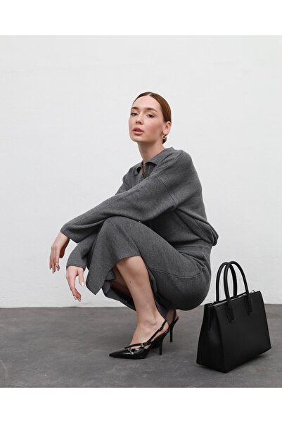 Carmena Vera Soft Textured Knitwear Suit Gray