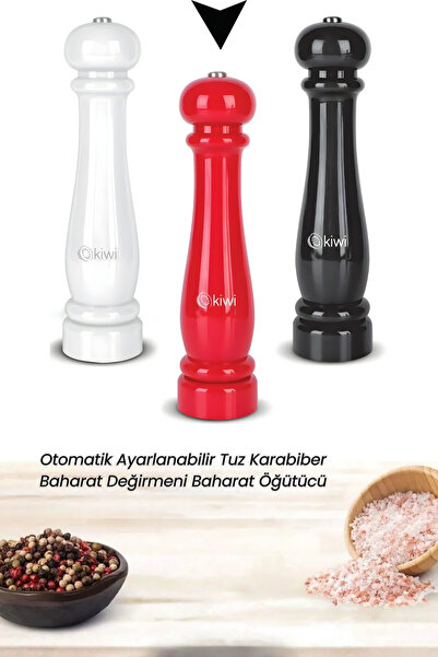 Kiwi Pilli Seramik Otomatik Ayarlanabilir Tuz Karabiber Değirmeni Kuru Baharat Öğütücü (HEDİYELİK)