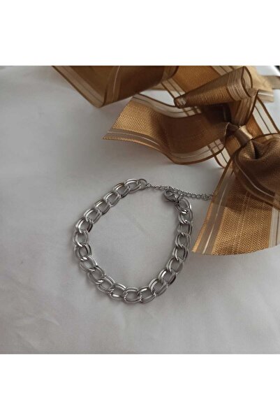 Simge Gümüş 21 cm Adjustable Steel Silver Bracelet