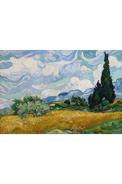 pixartsanat Vincent Van Gogh - Wheat Field Painting with Cypress Tree Pixart Art Mosaic Painting 60X40