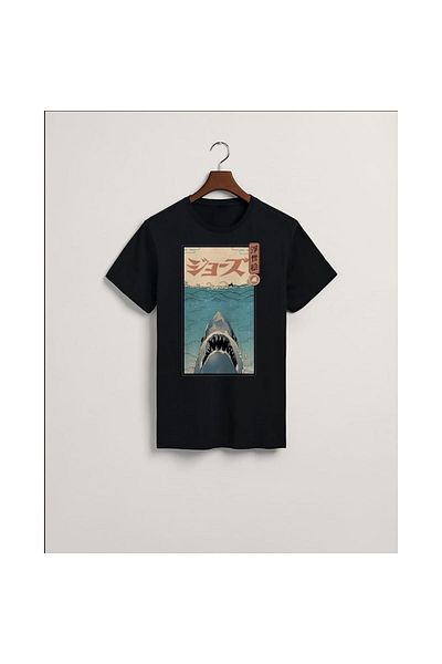 MarkaTurko Tricou unisex din bumbac pieptănat cu design special Japan Jaws 605-44