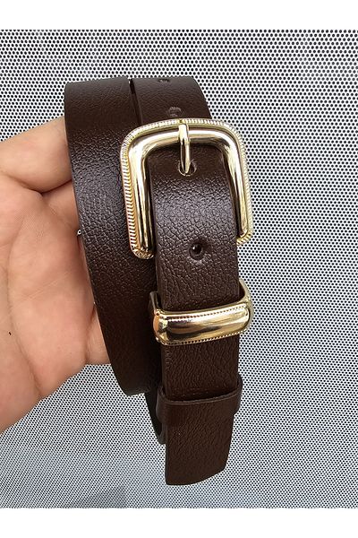 Kemerix Γυναικεία ζώνη Bitter Brown από 100% γνήσιο δέρμα με χρυσή πόρπη
