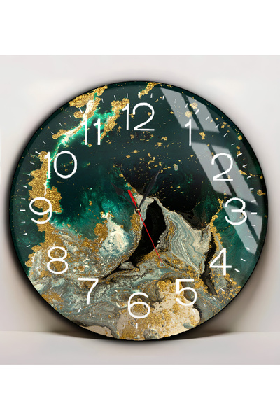 Harikabirev HARİKABİREV | PIEȚĂ DE STICLA (CEAS) VERDE SMARALD AUR Pictură AB...