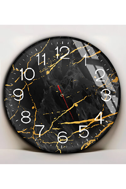 Harika bir ev Hari̇kabi̇rev | Unbreakable Glass (Hour) Black Gold Abstract Ta...