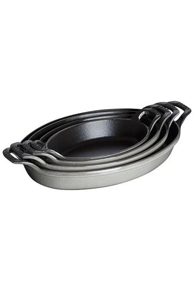 STAUB 24cm Double Handle Iron Casting Pan/Oven Dish Graphite Gray - 405095620