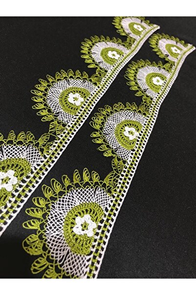 İĞNEOYASI Havlu Kenarı - Iğne Oyası - El Işi Yeşil Beyaz