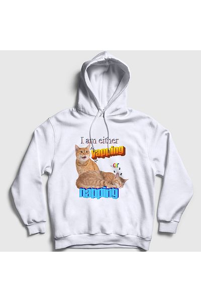 Presmono Unisex White Yapping Δώρο Πορτοκαλί φούτερ με κουκούλα γάτας 505217 ττ